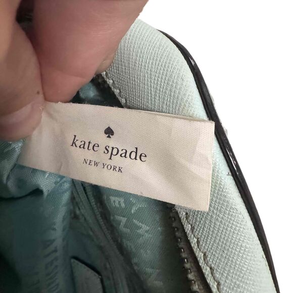 Kate Spade Light Blue Satchel Handbag Shoulder Strap PomPom Charm Vintage Spring - Picture 12 of 16